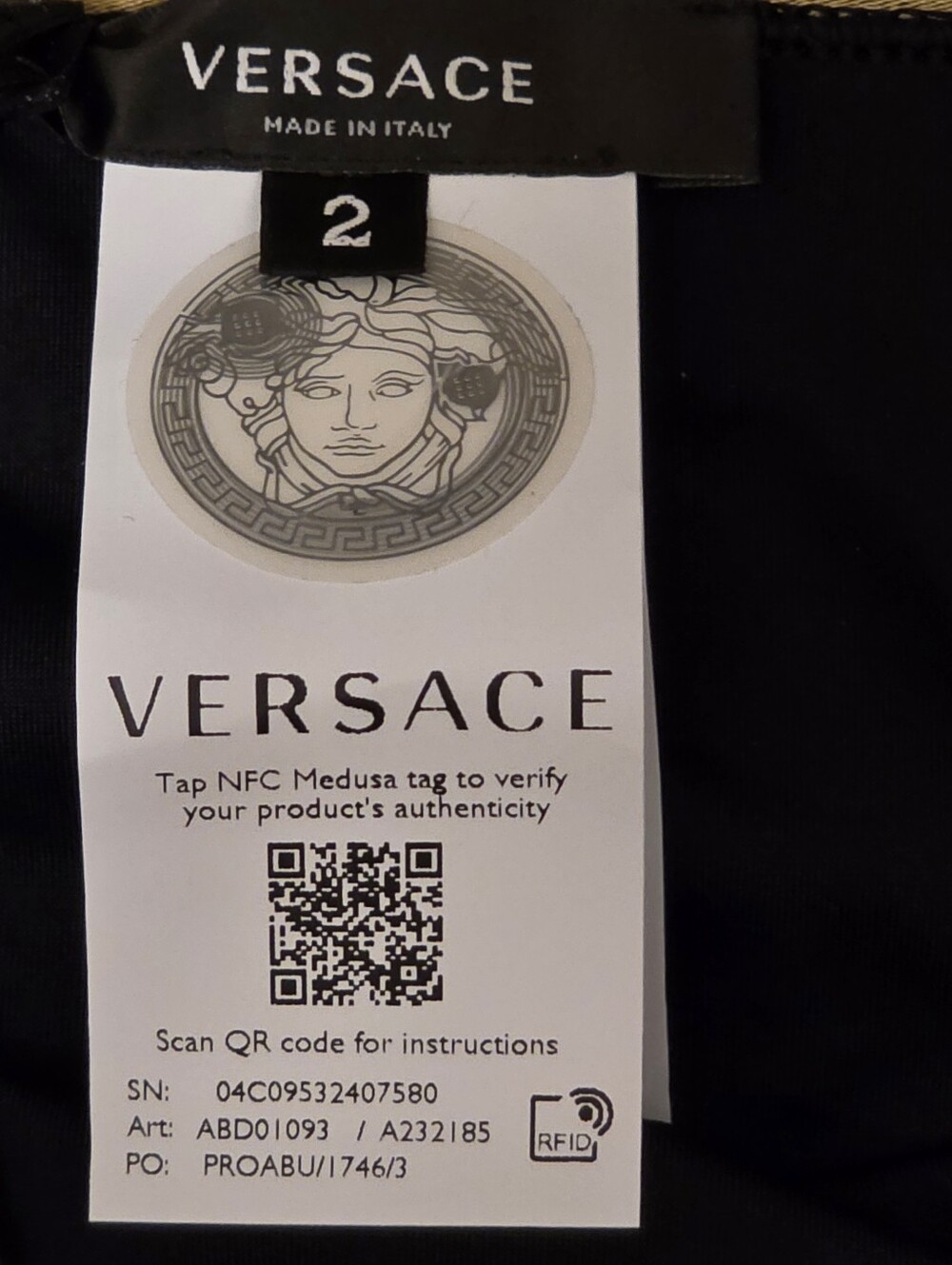 VERSACE NWT Medusa motif Greca High Waist Bikini Bottoms Size 2=US S Black Gold - Picture 7 of 11